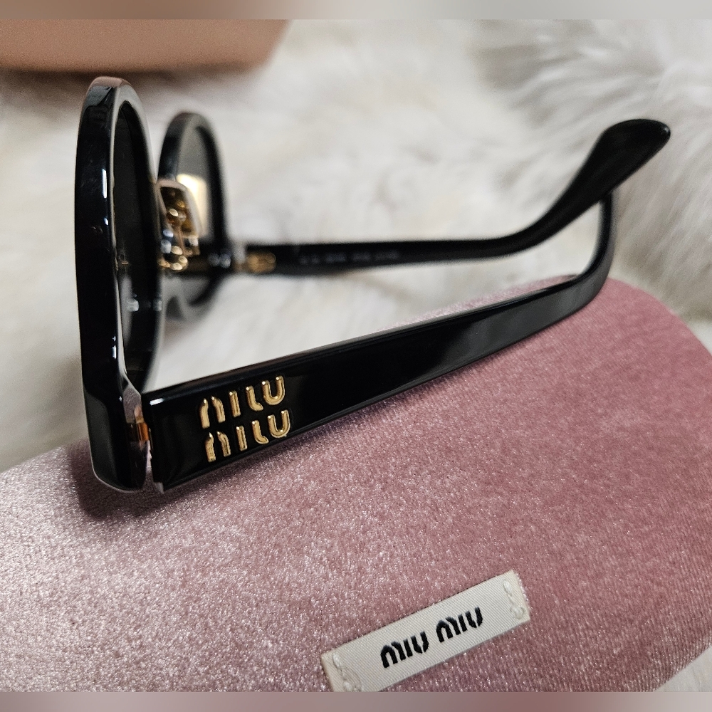 Miu Miu Black & Gold Sunglasses - Picture 6 of 7